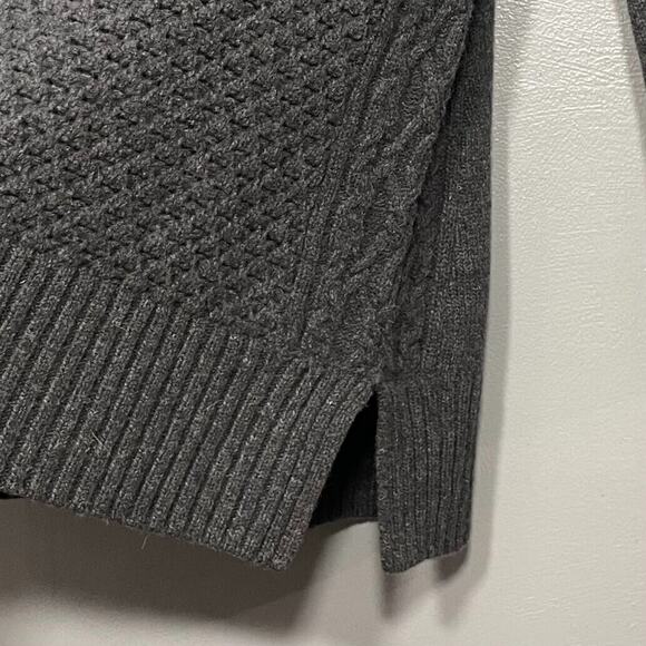 Toad & Co Size Large Charcoal Chunky Cable Knit Kintail Lambswool Sweater Tunic - Picture 5 of 12